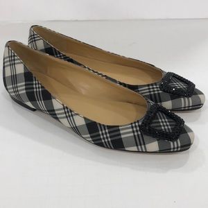 Talbots Black & White Taffeta Flat in Size 7M